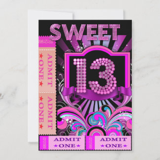 Invitation 13th Sweet 13 Anniversaire Party Billets d'entrée