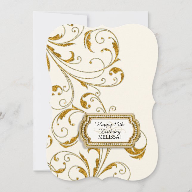 Invitation 15E Anniversaire de la fête Glam Old Hollywood Reg (Devant)