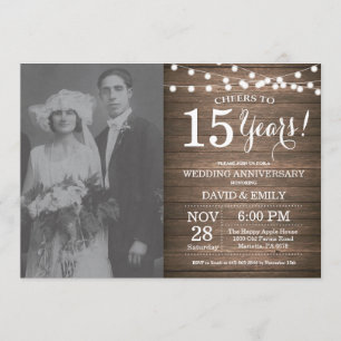 Invitation 15e Anniversaire de Mariage Bois Rustique