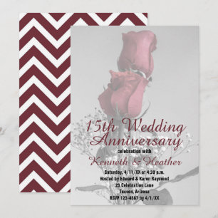 Invitation 15e Anniversaire de Mariage Deux Roses Rouges Phot
