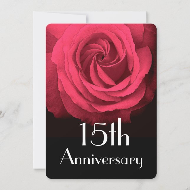 Invitation 15e Anniversaire de Mariage Rose Rouge Rubis A02D (Devant)