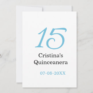 Invitation 15e anniversaire de quinceanera bleu noir lettre n