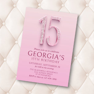 Invitation 15e anniversaire Diamants roses