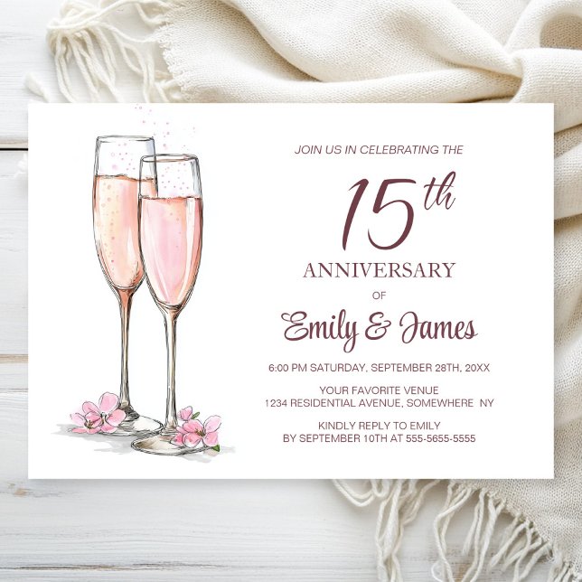 Invitation 15e anniversaire du Mariage Champagne (Créateur téléchargé)