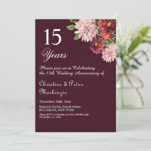 Invitation 15e anniversaire du Mariage de cristal Bourgogne F