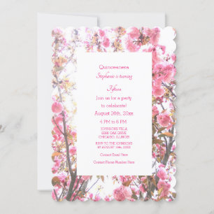 Invitation 15e anniversaire Floral rose cerise fleurs