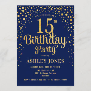 Invitation 15e anniversaire - Marine & Gold