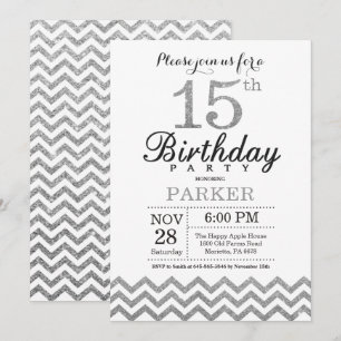 Invitation 15e anniversaire Parties scintillant d'