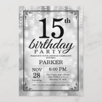 Invitation 15e anniversaire Parties scintillant d'