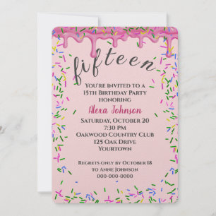 Invitation 15e Anniversaire Pink Icing Et Sprinkles