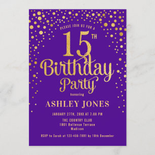 Invitation 15e anniversaire - Purple & Gold