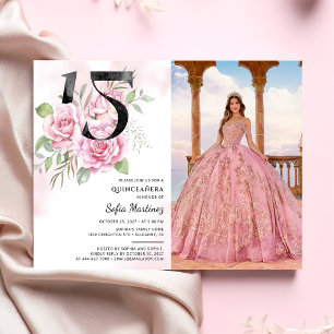 Invitation 15e anniversaire Quinceanera Rustique Floral Photo
