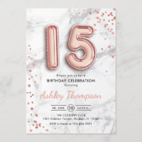 15e anniversaire - Rose Gold Balloons effet marbre