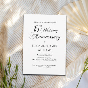 Invitation 15e Mariage de cristal Anniversaire Élégant Script
