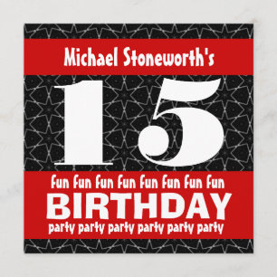 Invitation 15ème Blanc rouge W10A de noir de fête