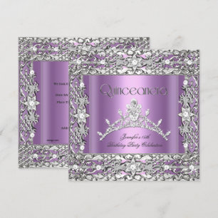 Invitation 15ème Quinceanera Anniversaire Fête Lilac Tiara