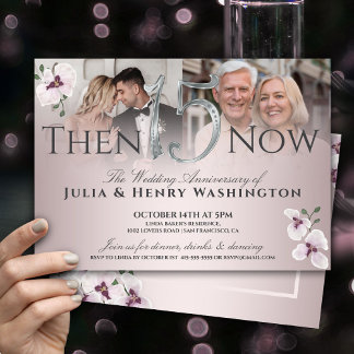 Invitation 15th Anniversary Elegant Blush Orchid