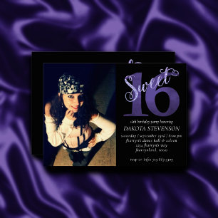 Invitation 16 ans   Purple Faux Parties scintillant photo gar