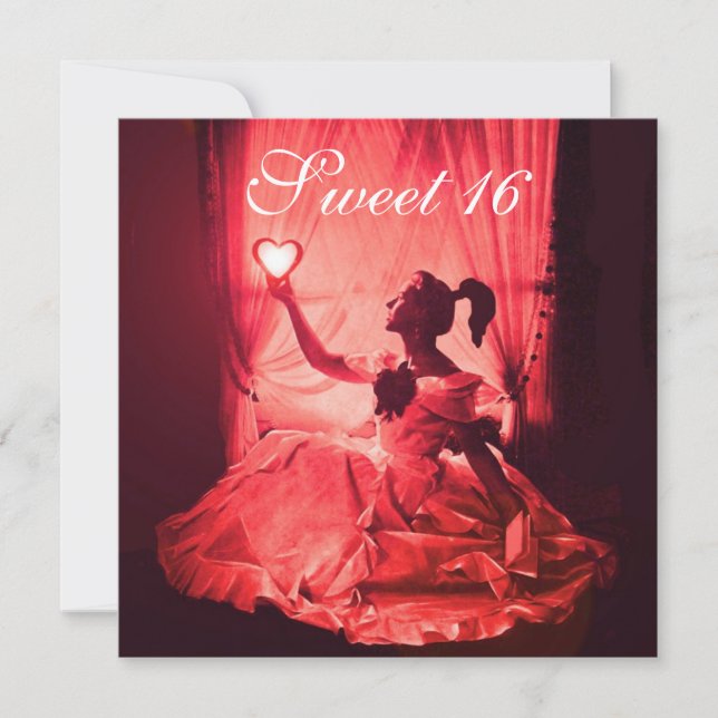 INVITATION 16 JOUR D'ANNIVERSAIRE SUCRÉ, DOMMASQUE BLANC NOIR (Devant)