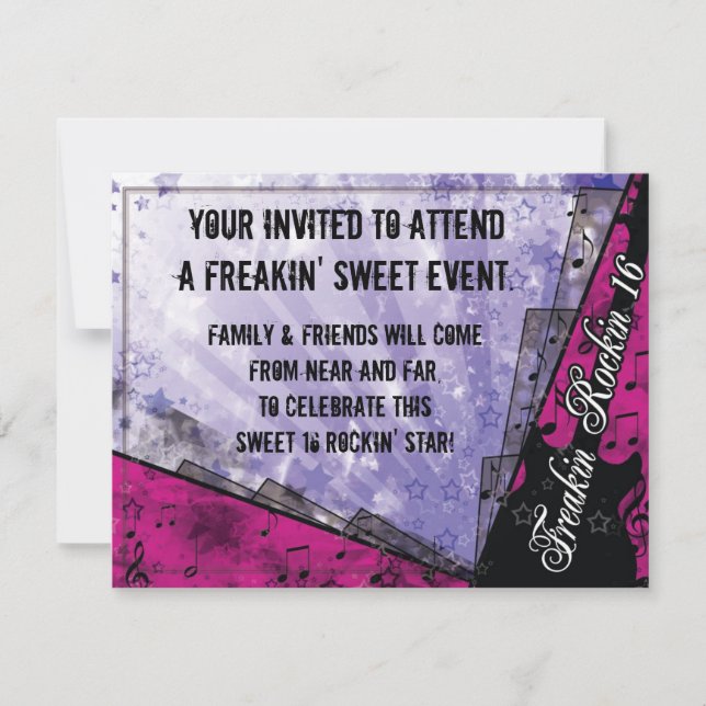 Invitation 16e anniversaire de Freakin Rockin (Devant)