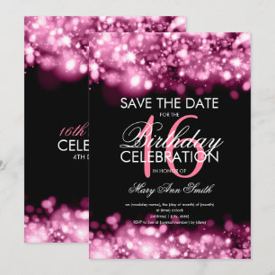 Invitation 16e anniversaire de la fête "Save The Date" Rose G
