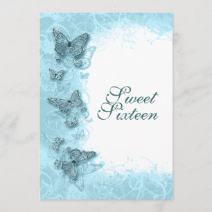 Invitation 16e anniversaire de la fête "sweet sixteen" aqua
