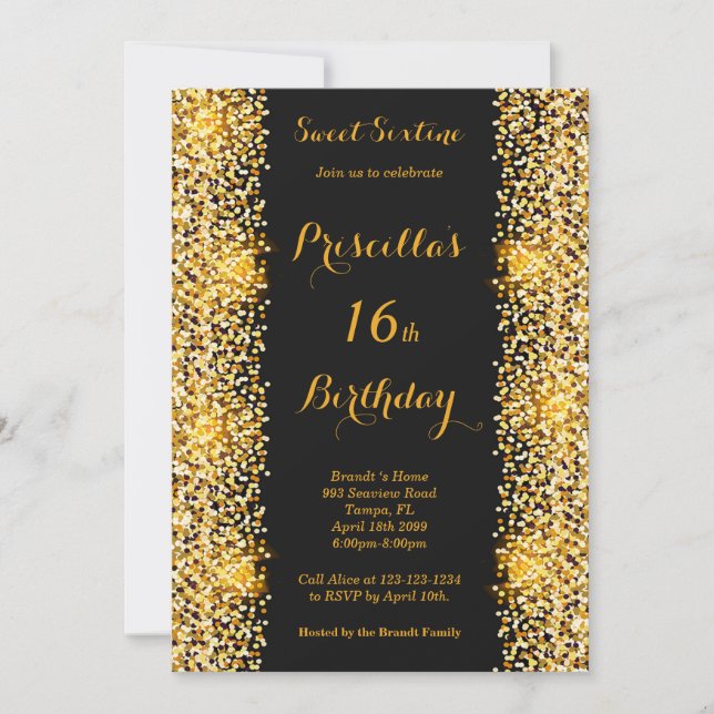 Invitation 16e anniversaire Femme de fête, n'importe quel âge (Devant)