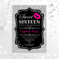 16e anniversaire - Sweet sixteen noir rose argent