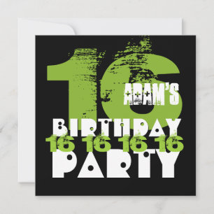 Invitation 16e fête d'anniversaire 16 ans Grunge Z16A