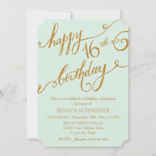 Invitation 16e Sweet sixteen Seizième fête d'anniversaire Bil