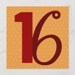 Invitation 16ème Or de nombres importants d'anniversaire et