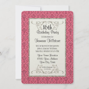 Invitation 16ème Sweet sixteen Anniversaire Parties scintilla