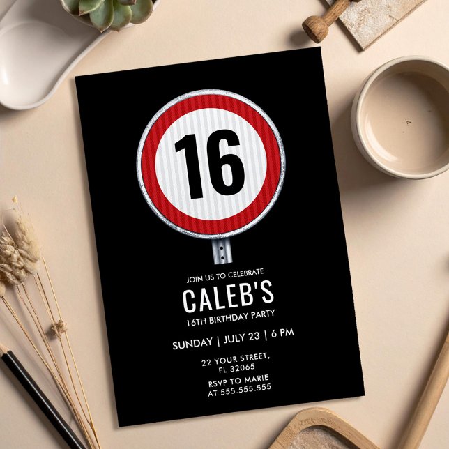 Invitation 16th Birthday Speed Limit Sign - ANY AGE (Créateur téléchargé)