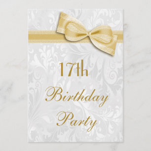 Invitation 17e anniversaire Damask et Faux Bow