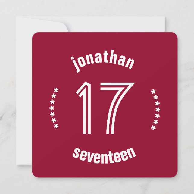 Invitation 17e anniversaire Texte courbe Nom personnalisé D03 (Devant)