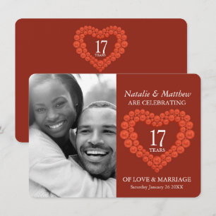 Invitation 17ème anniversaire du mariage photo carnelienne