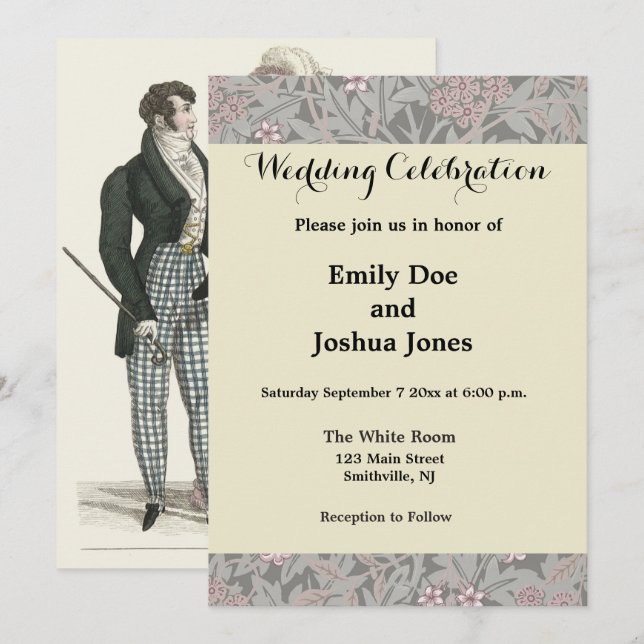 Invitation 1823 Antique Mariage Homme Femme Mode (Devant / Derrière)