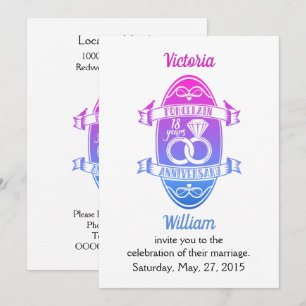 Invitation 18 traditionnel Porcelaine 18e anniversaire mariag