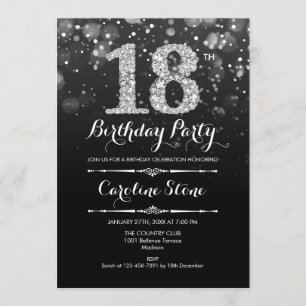 Invitation 18e anniversaire - Argent noir