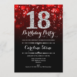 Invitation 18e anniversaire - Argent Noir Rouge