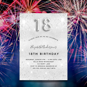 Invitation 18e anniversaire argent parties scintillant luxe