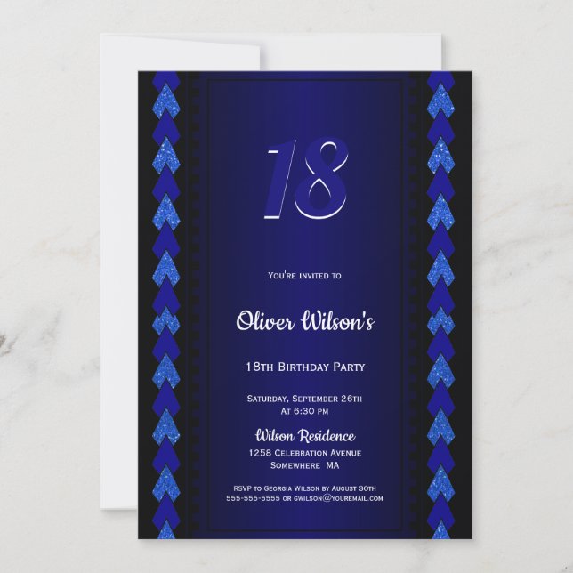Invitation 18e anniversaire Black and Blue Party (Devant)