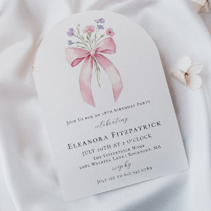 Invitation 18e Anniversaire de la fête de la Bow rose Fleur s