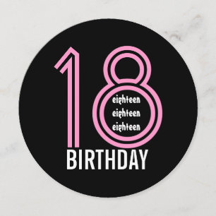 Invitation 18e anniversaire de la fête moderne rose et noir W