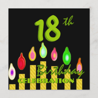 Invitation 18e anniversaire des bougies vertes en or W1188