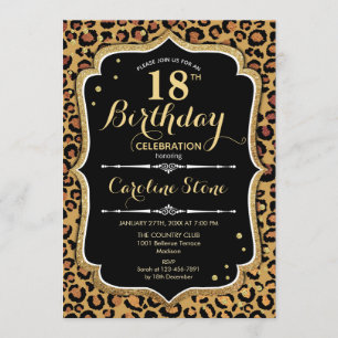 Invitation 18e anniversaire - Empreinte de léopard