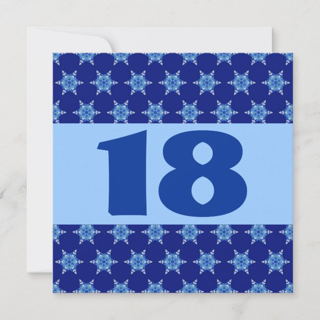 Invitation 18e anniversaire Festive Blue Stars W874 (Devant)