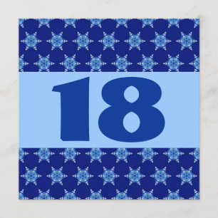 Invitation 18e anniversaire Festive Blue Stars W874