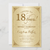 Invitation 18e anniversaire - Gold Damask