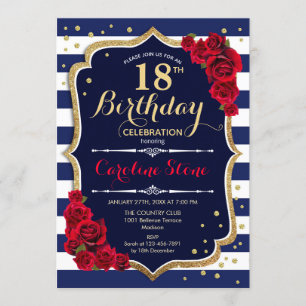 Invitation 18e anniversaire Marine White Stripes R